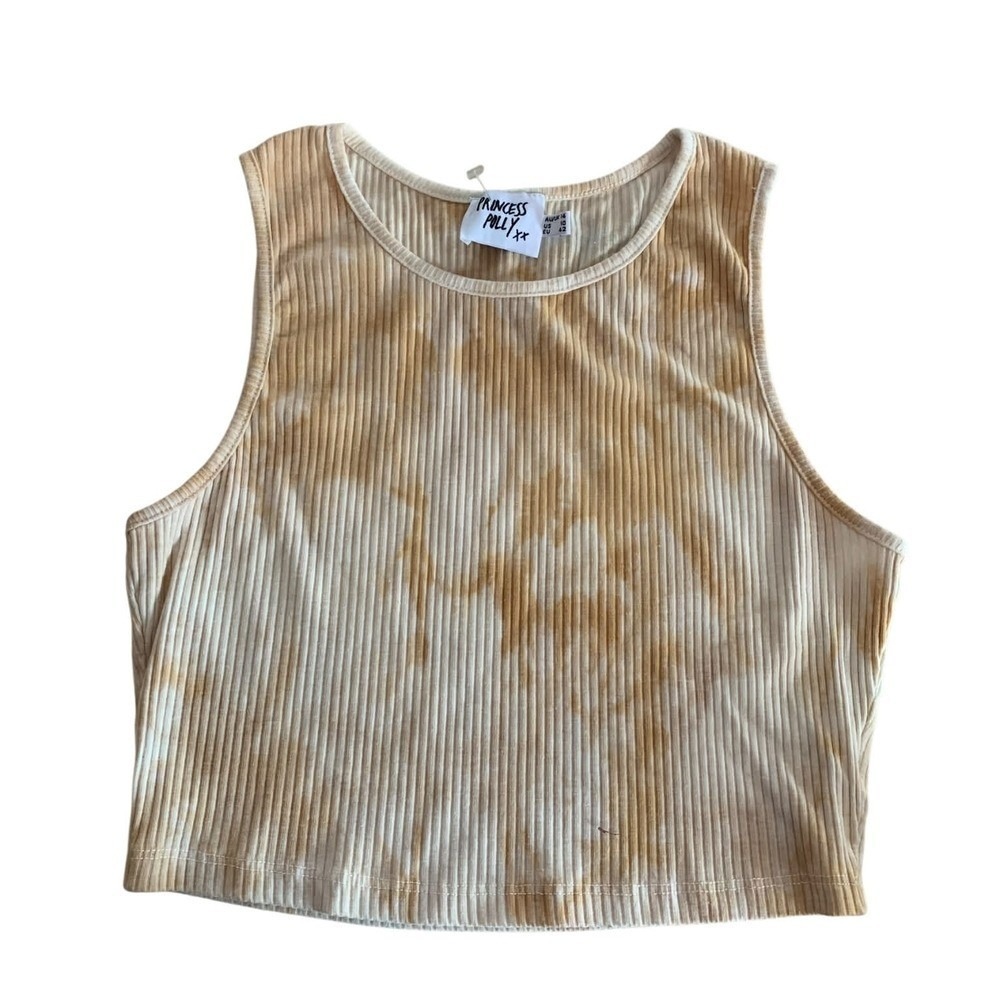 Princess Polly Tank Top Womens 10‎ Orange Tie Dye Ribbed Crop Boho Streetwear